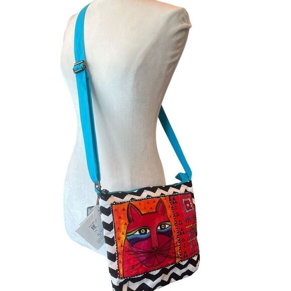 Laurel Burch Sun ‘n Sand Feline Cat Canvas Shoulder Crossbody Purse NWT - Picture 1 of 11
